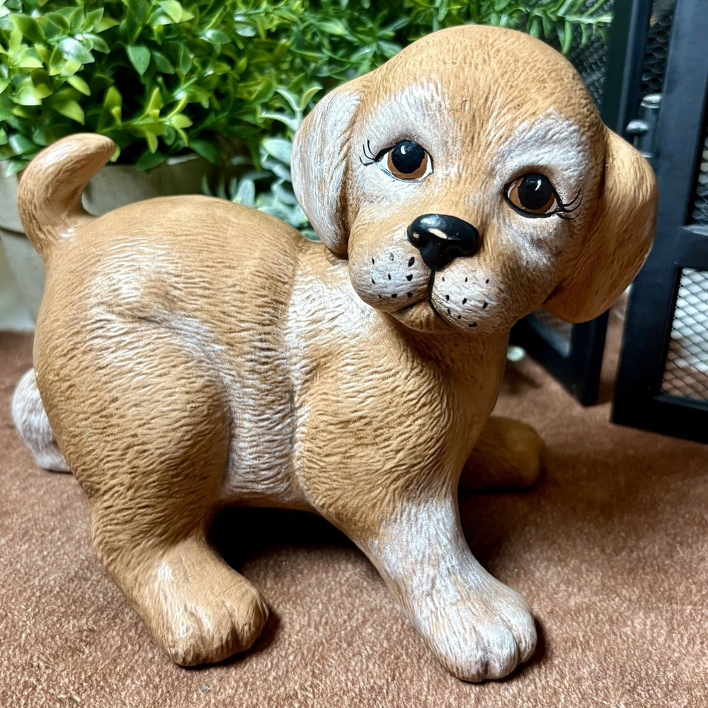 Golden Retriever Puppy Figurine, Hand Painted
